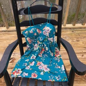 XHILARATION PLUS SIZED Turquoise Floral Dress 2XL